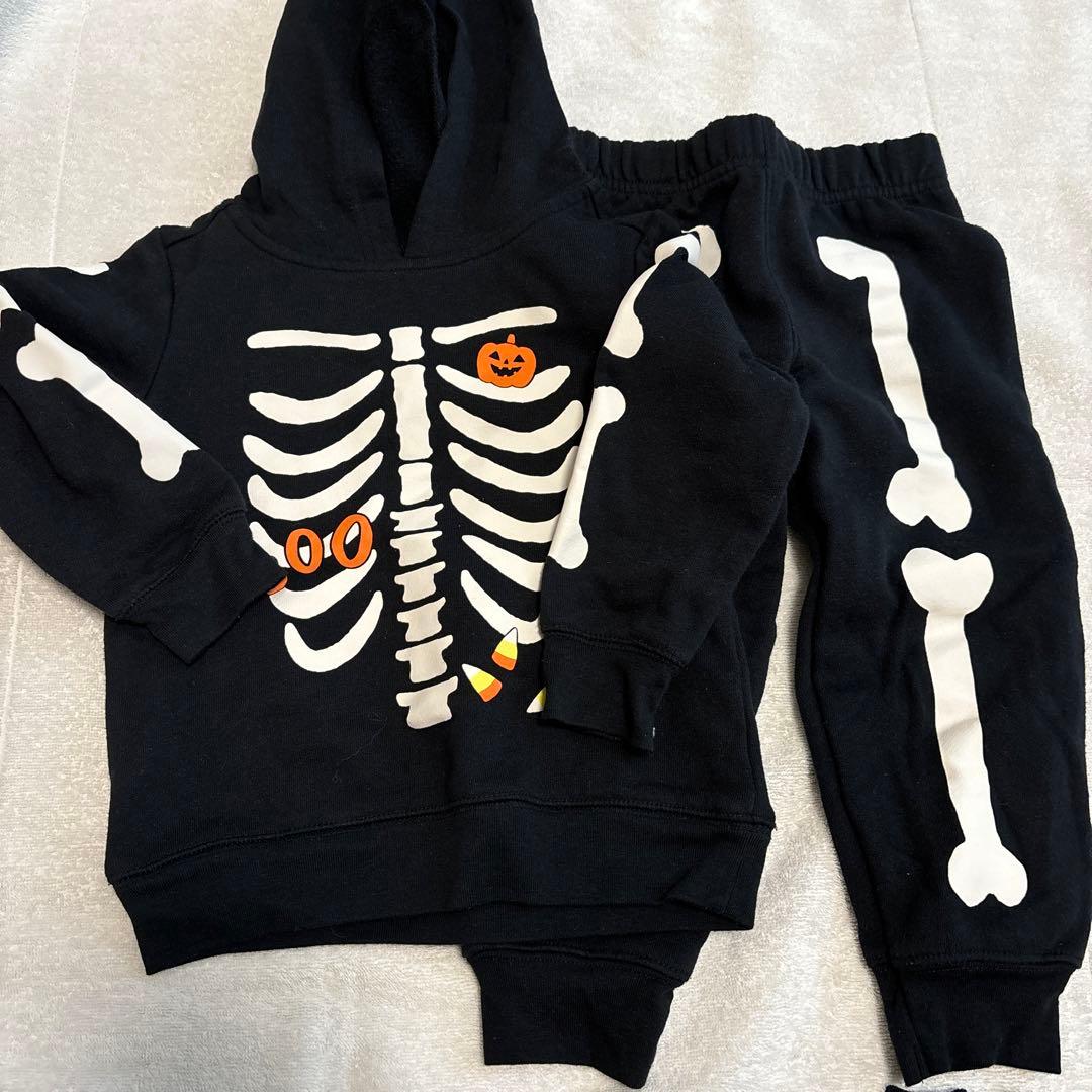 ハロウィン　ガイコツ　パーカーセット 2歳　90 仮装