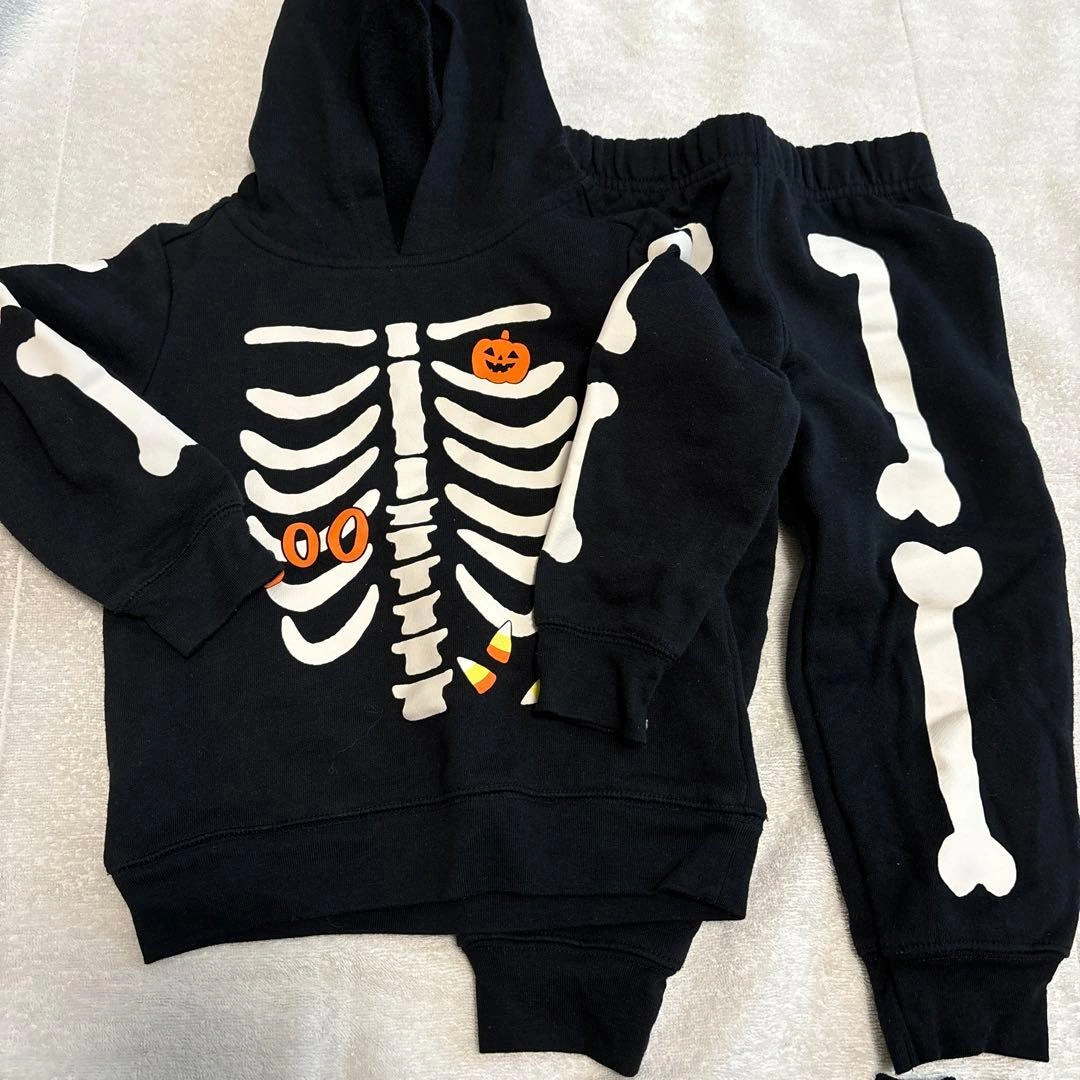 ハロウィン ガイコツ パーカーセット 2歳 90 仮装