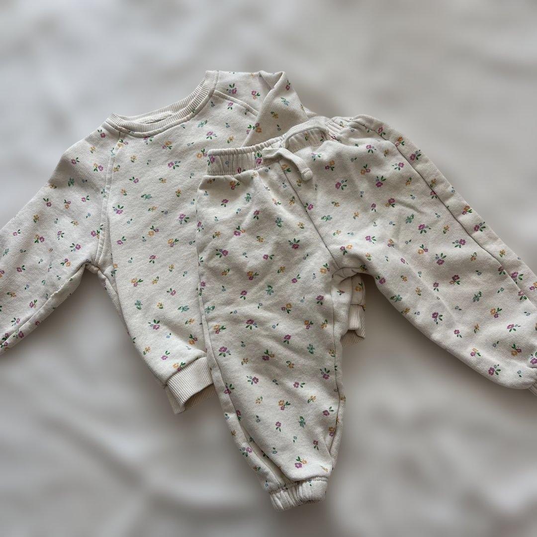 ZARA セットアップ　裏起毛お花柄　女の子　80 90