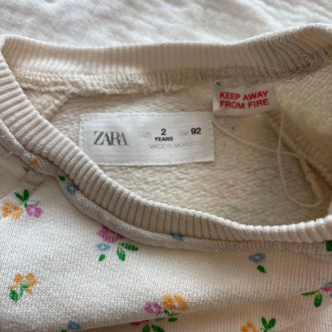 ZARA セットアップ 裏起毛お花柄 女の子 80 90の写真3枚目