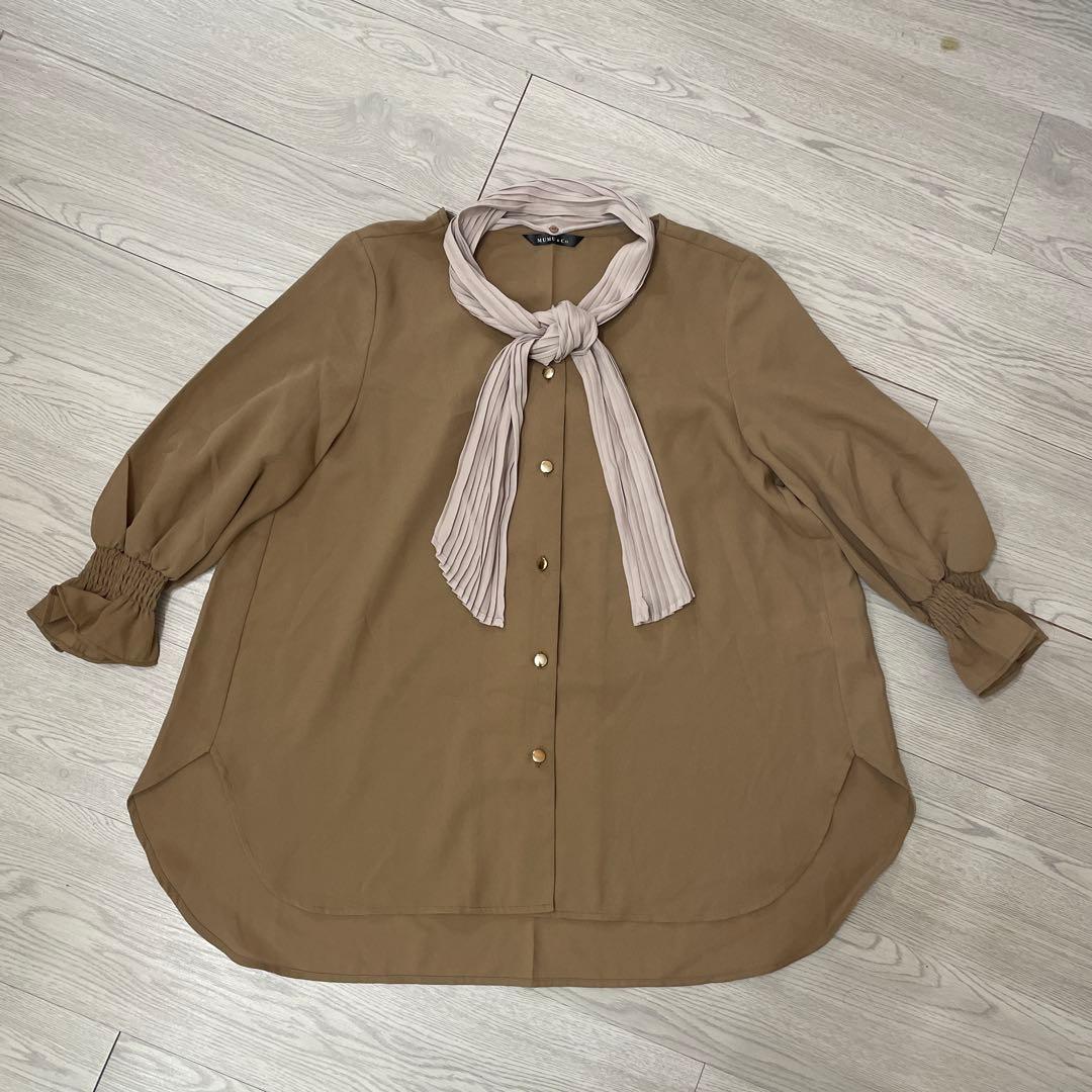 MUMU & CO. リボン付き七分袖シャツ