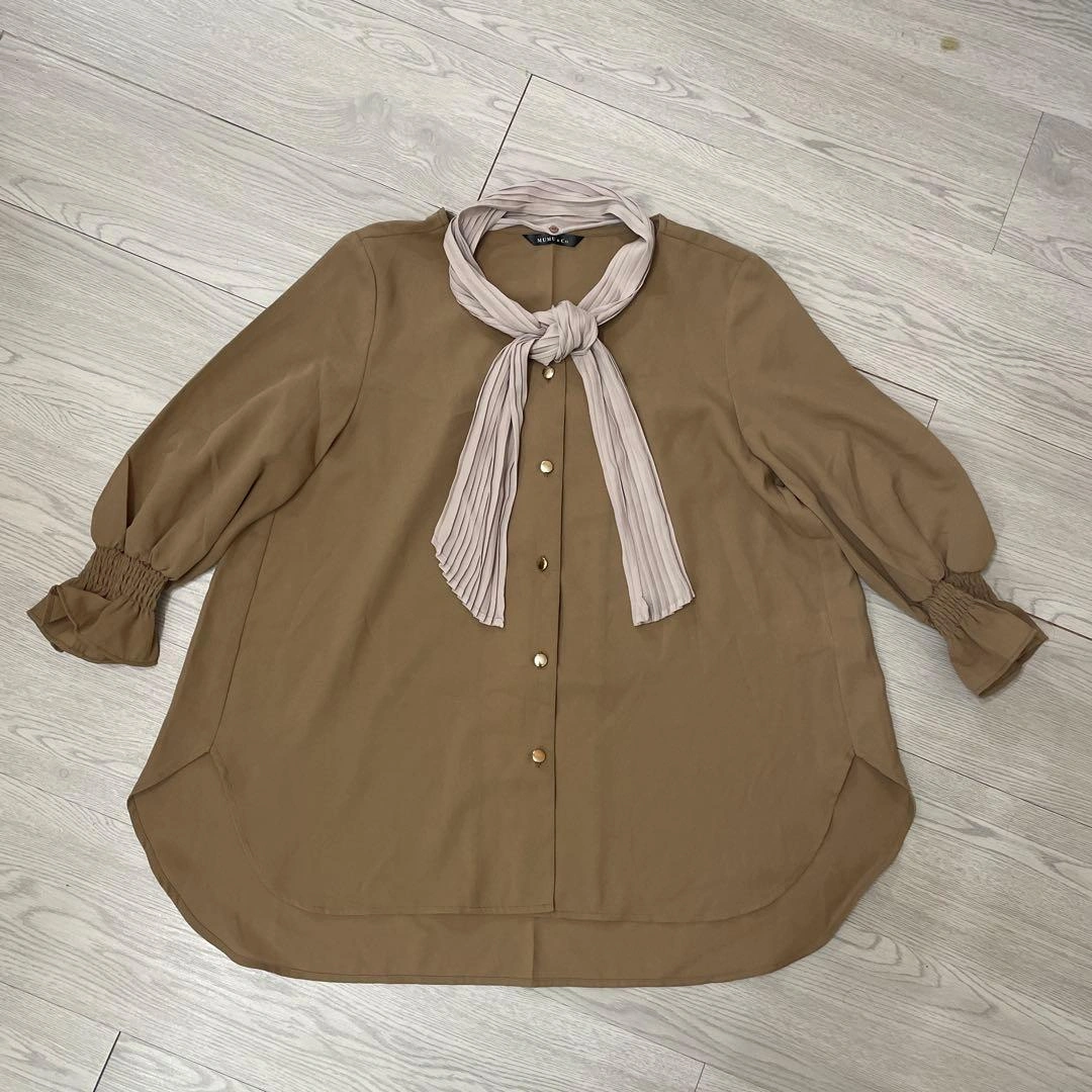 MUMU & CO. リボン付き七分袖シャツ