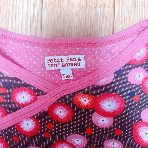 PETIT BATEAU 花柄 長袖カットソー 10ans 長袖Tシャツ ピンク 部屋着の写真2枚目
