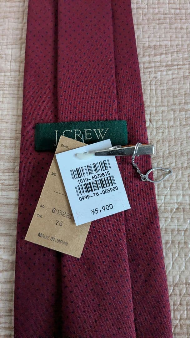 J.Crew バーガンディ ドット柄 ネクタイの写真6枚目
