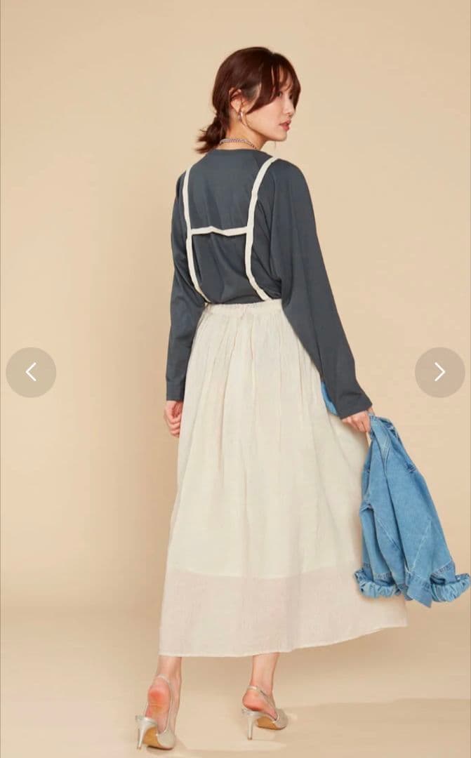 定価7689円 美品 Samansa Mos2 サス付ギャザースカート ベージュの写真6枚目