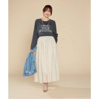 定価7689円 美品 Samansa Mos2 サス付ギャザースカート ベージュの写真7枚目
