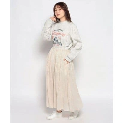 定価7689円 美品 Samansa Mos2 サス付ギャザースカート ベージュの写真9枚目