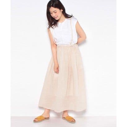 定価7689円 美品 Samansa Mos2 サス付ギャザースカート ベージュの写真2枚目