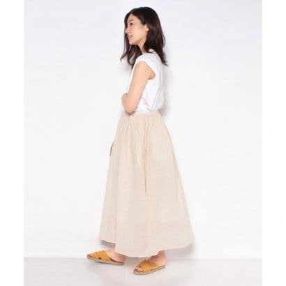 定価7689円 美品 Samansa Mos2 サス付ギャザースカート ベージュの写真3枚目