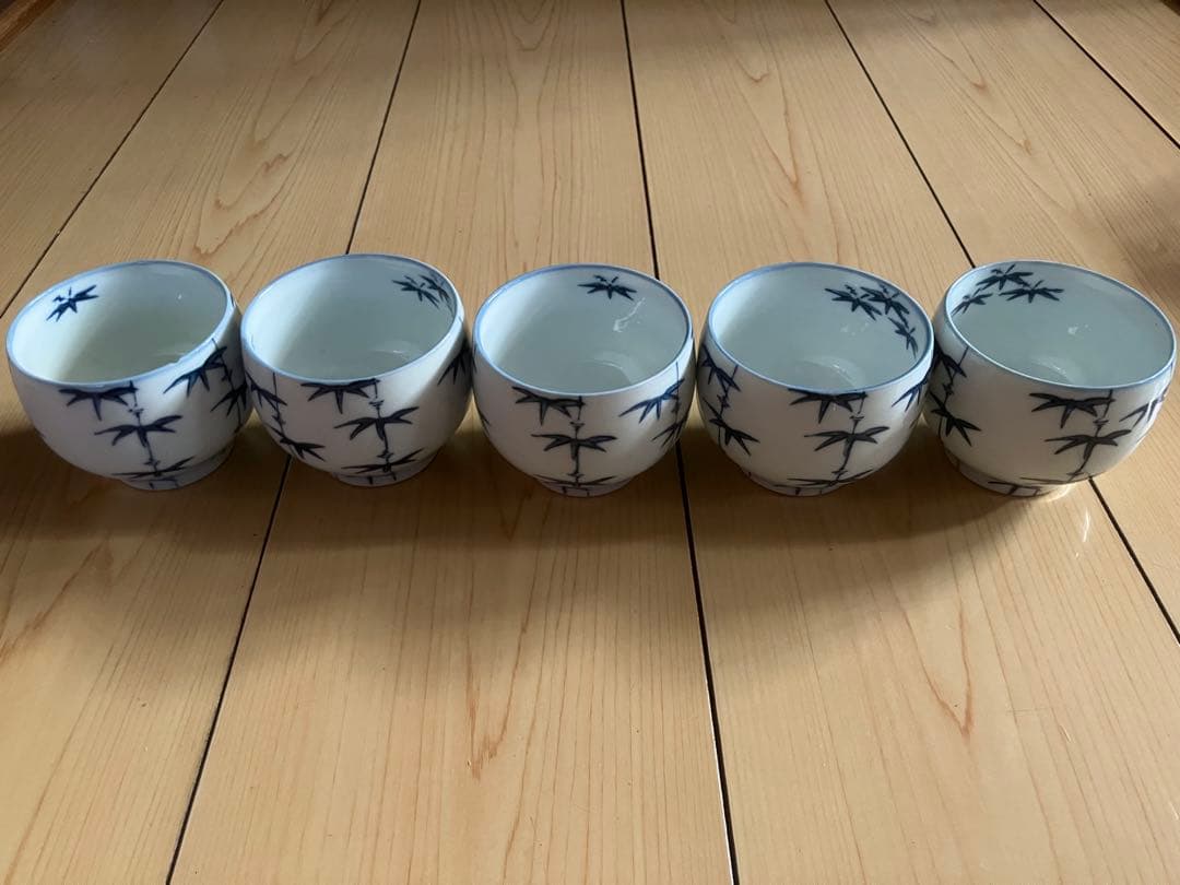 美品　ほぼ新品　竹模様 湯飲み 5個セット（内既使用品1）