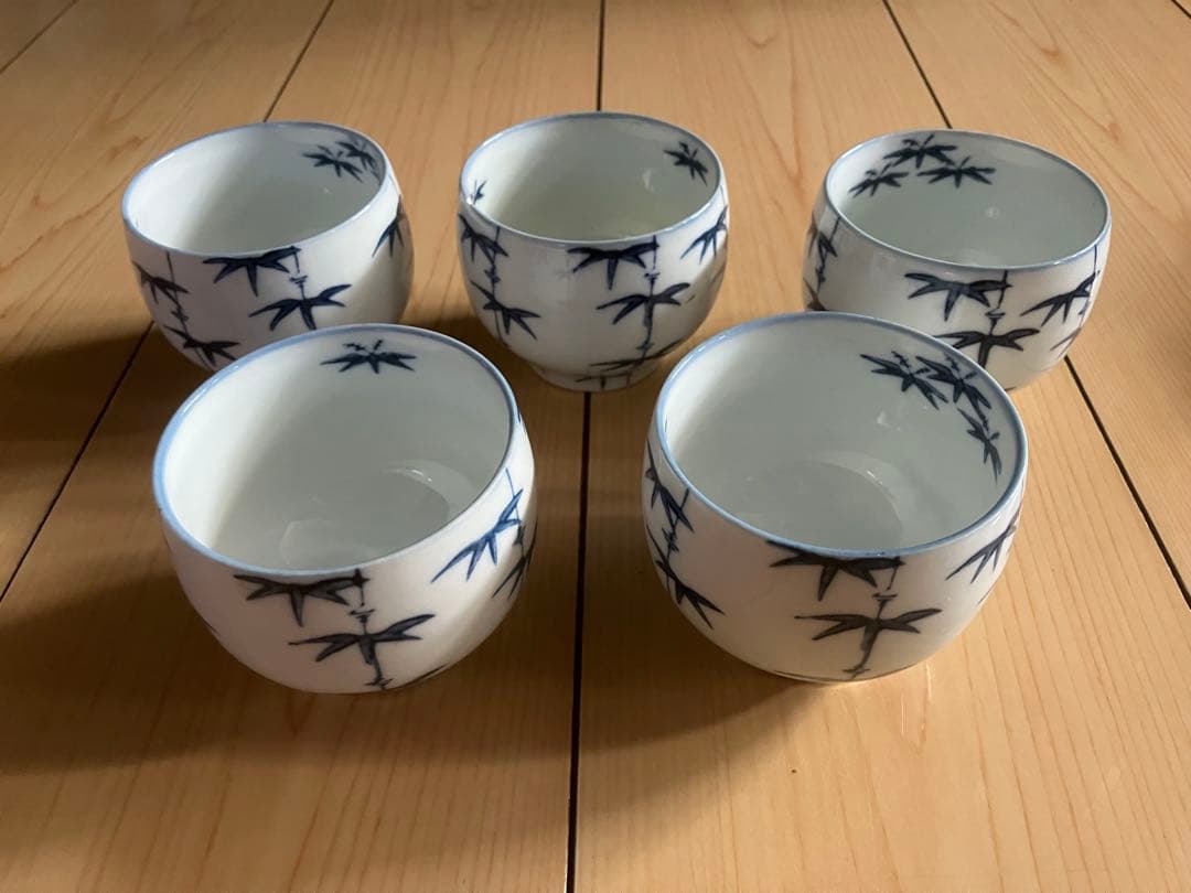 美品　ほぼ新品　竹模様 湯飲み 5個セット（内既使用品1）の写真5枚目