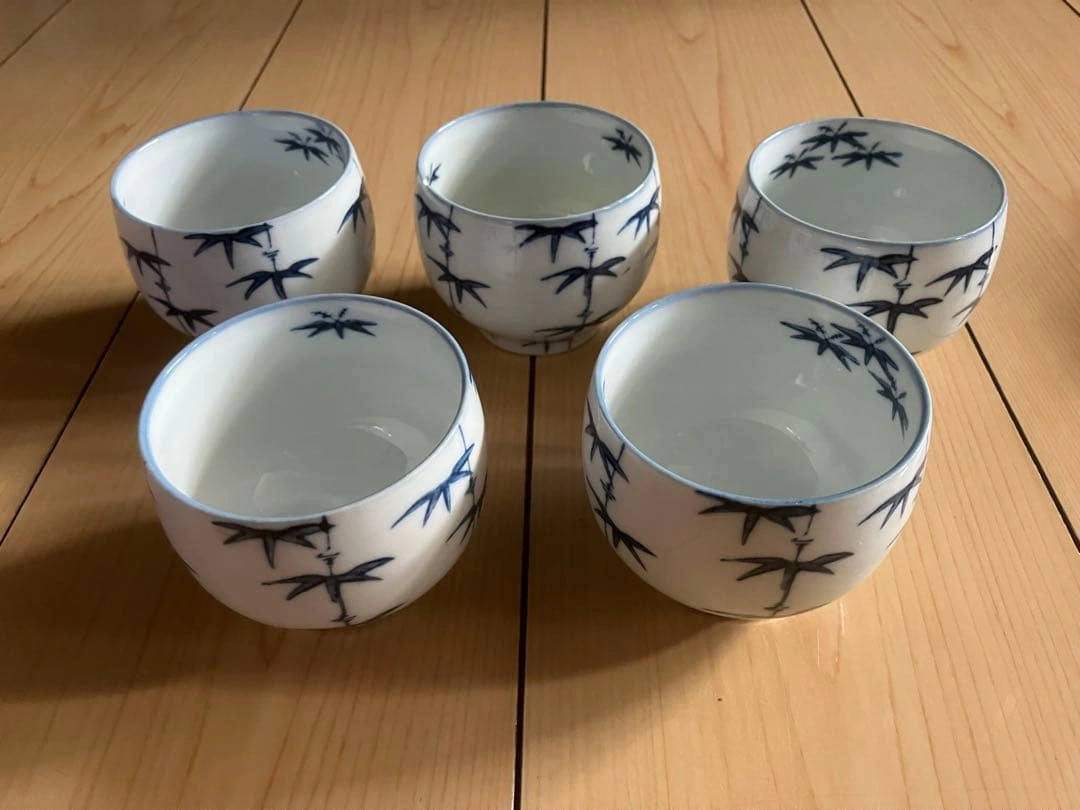 美品 ほぼ新品 竹模様 湯飲み 5個セット(内既使用品1)の写真5枚目