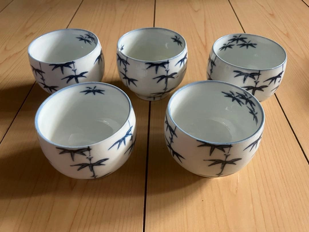 美品 ほぼ新品 竹模様 湯飲み 5個セット(内既使用品1)の写真6枚目