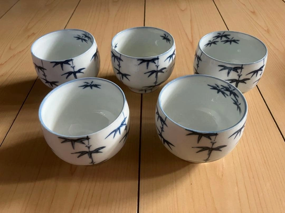 美品 ほぼ新品 竹模様 湯飲み 5個セット(内既使用品1)の写真7枚目