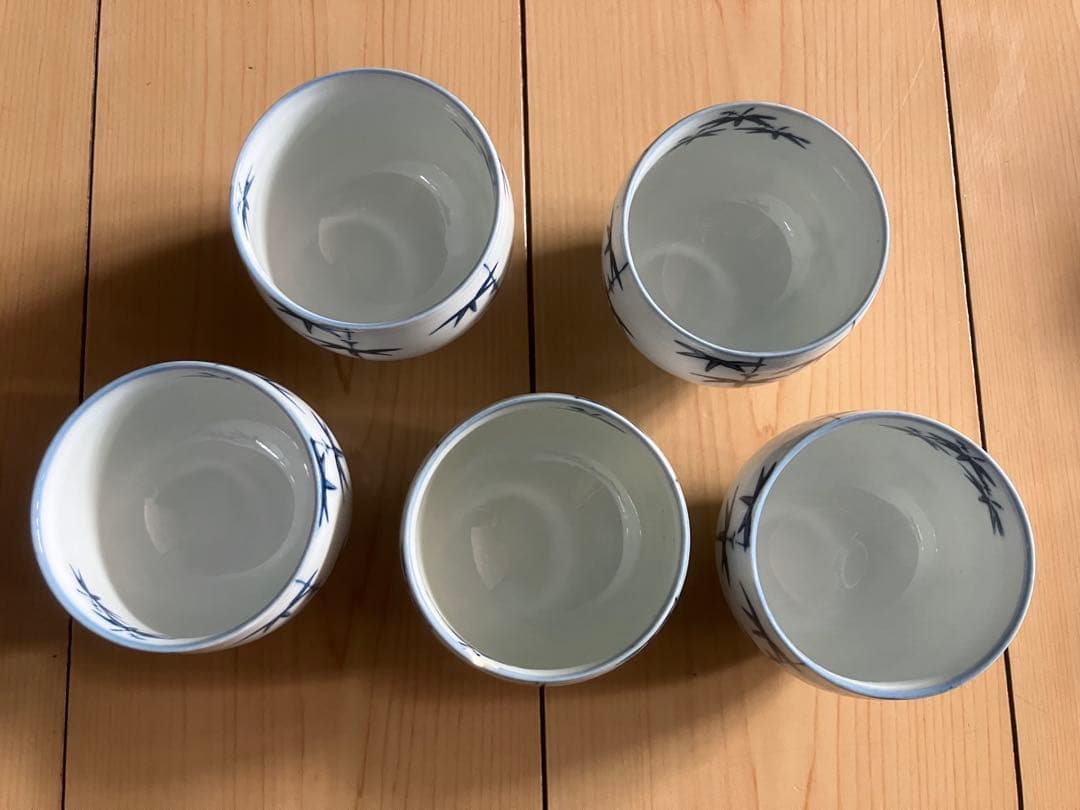 美品　ほぼ新品　竹模様 湯飲み 5個セット（内既使用品1）の写真8枚目