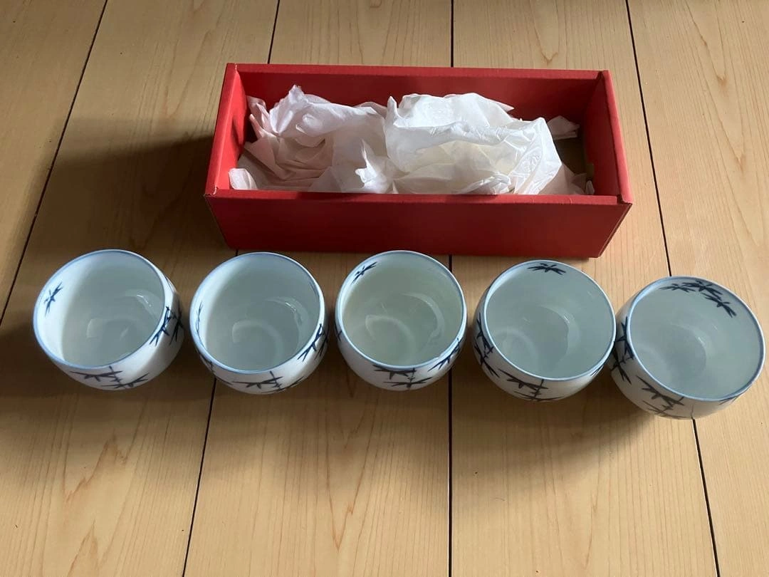 美品 ほぼ新品 竹模様 湯飲み 5個セット(内既使用品1)の写真10枚目