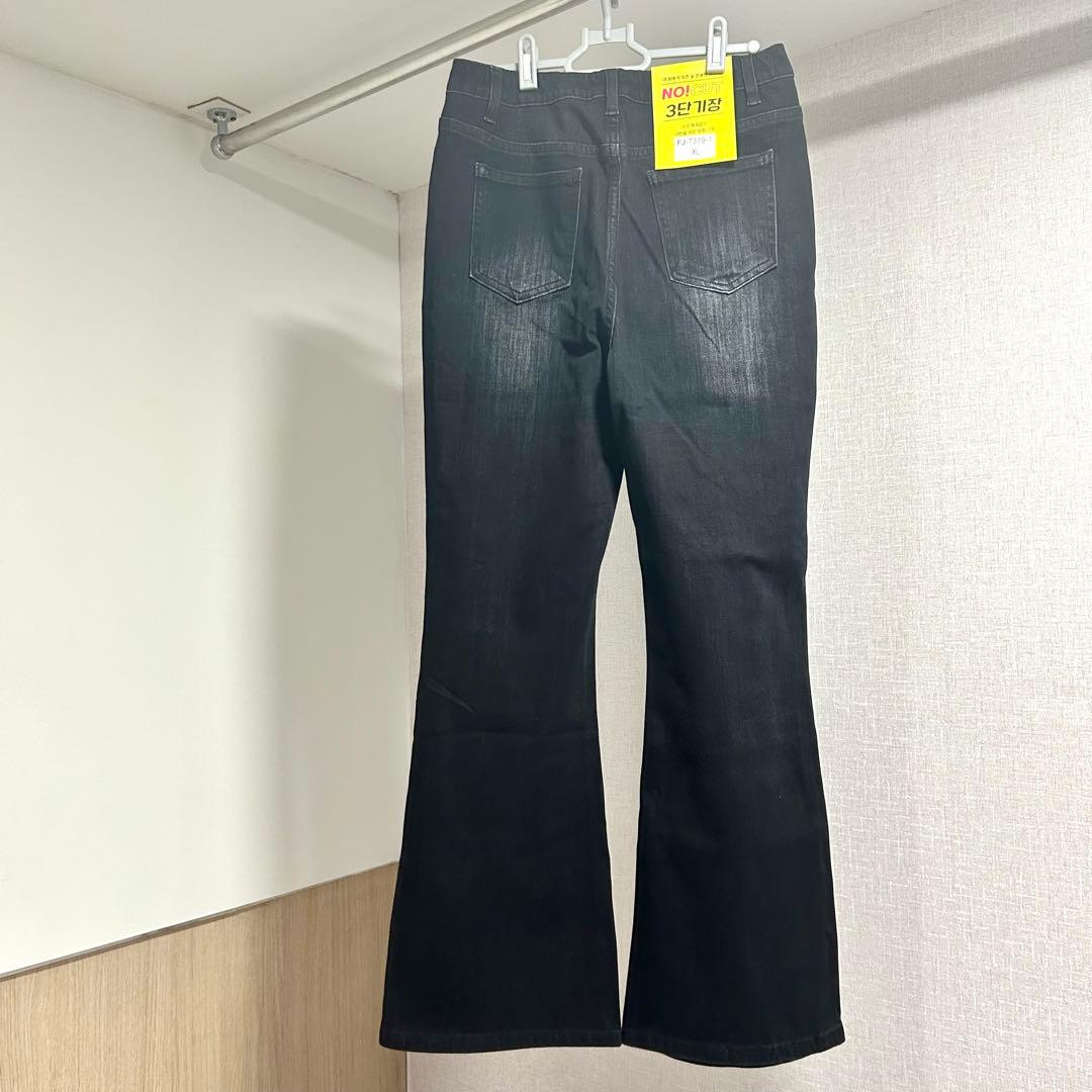 韓国　ブラックブーツカットデニム XLの写真3枚目