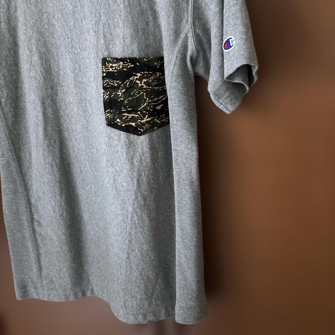 Champion グレー 半袖Tシャツ 迷彩ポケット メンズMサイズの写真3枚目