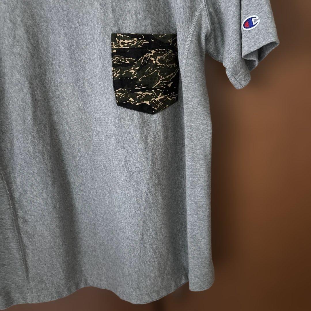 Champion グレー 半袖Tシャツ 迷彩ポケット メンズMサイズの写真4枚目