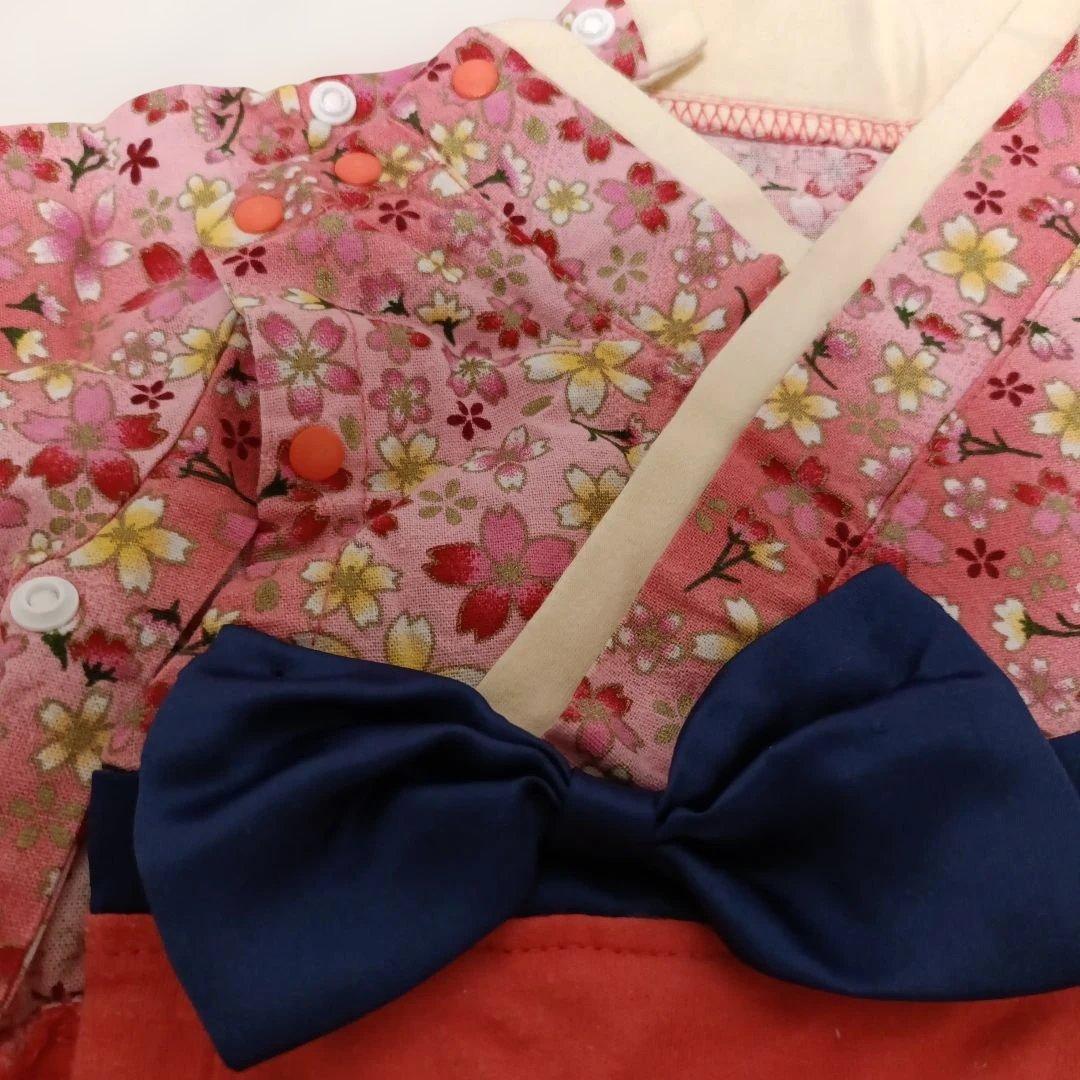 80和風ベビー服 花柄の写真2枚目