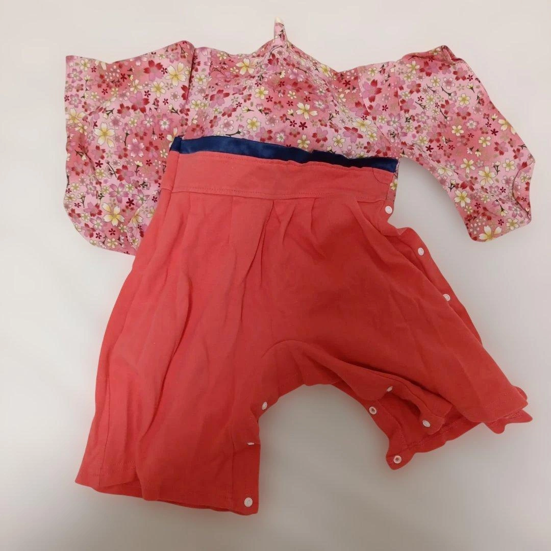 80和風ベビー服 花柄の写真4枚目