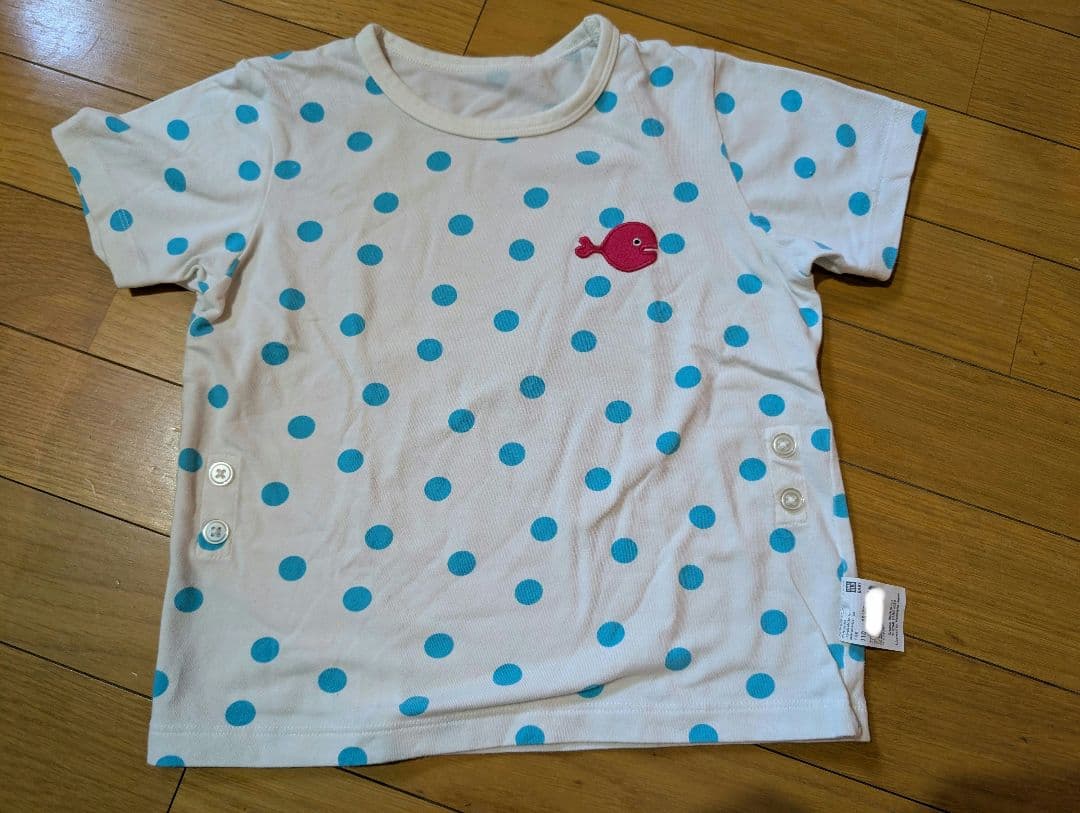 ユニクロ 水玉模様 クジラ刺繍 Tシャツ 110cm