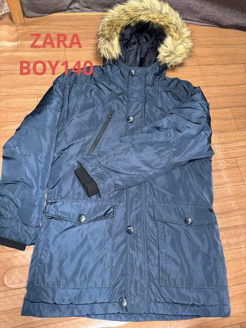 【美品】お値下げ中 ZARA BOYSダウンコート サイズ10 140cm ネイビー