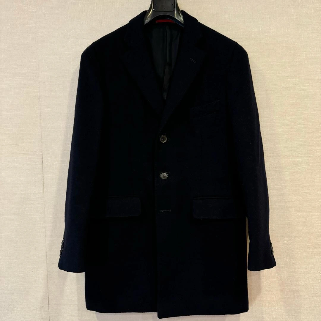ISAIA イザイア ウール100% コート サイズ50 紺 イタリア製の写真2枚目
