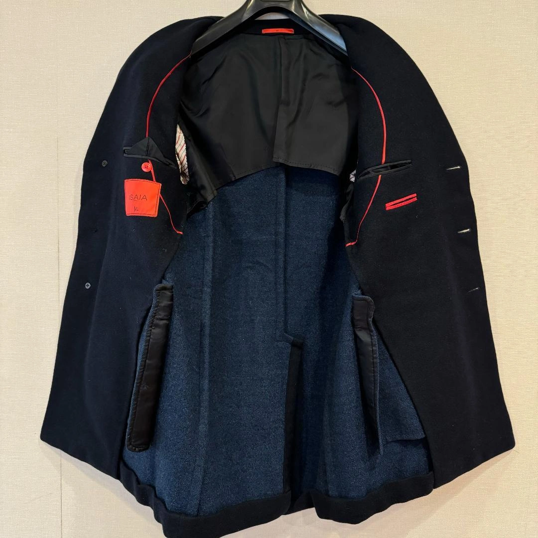 ISAIA イザイア ウール100% コート サイズ50 紺 イタリア製の写真6枚目