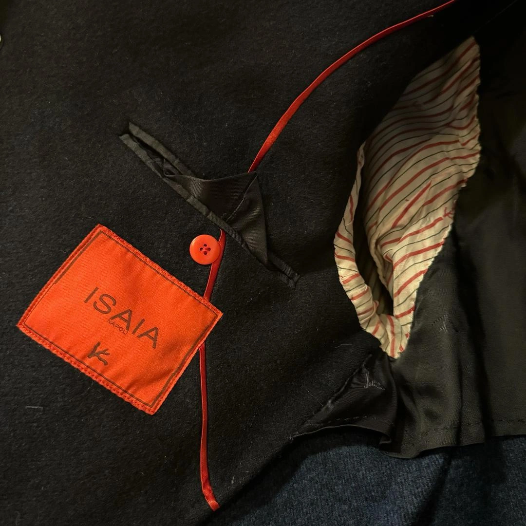 ISAIA イザイア ウール100% コート サイズ50 紺 イタリア製の写真7枚目