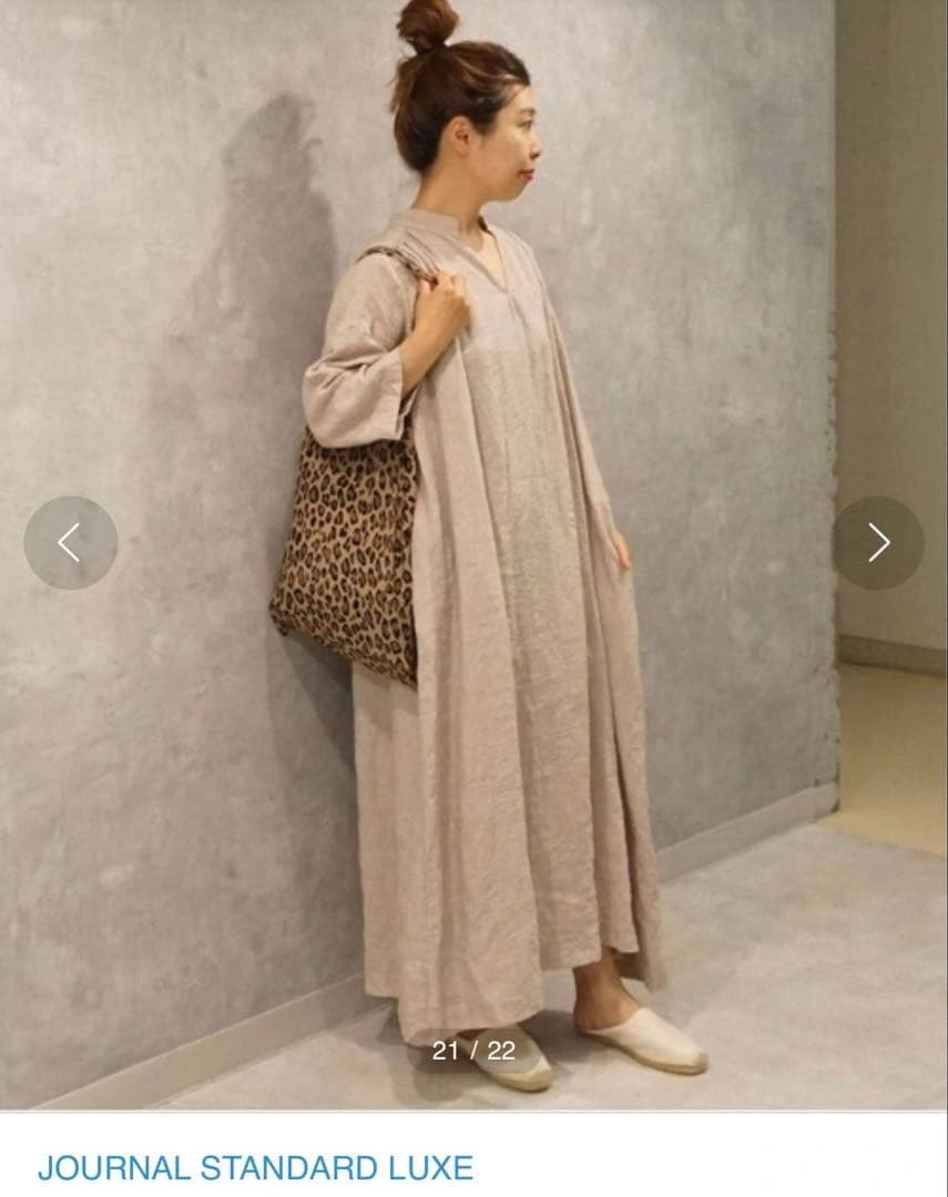 【新品】Luxe 60リネン キーネックワンピース ピンクベージュの写真10枚目