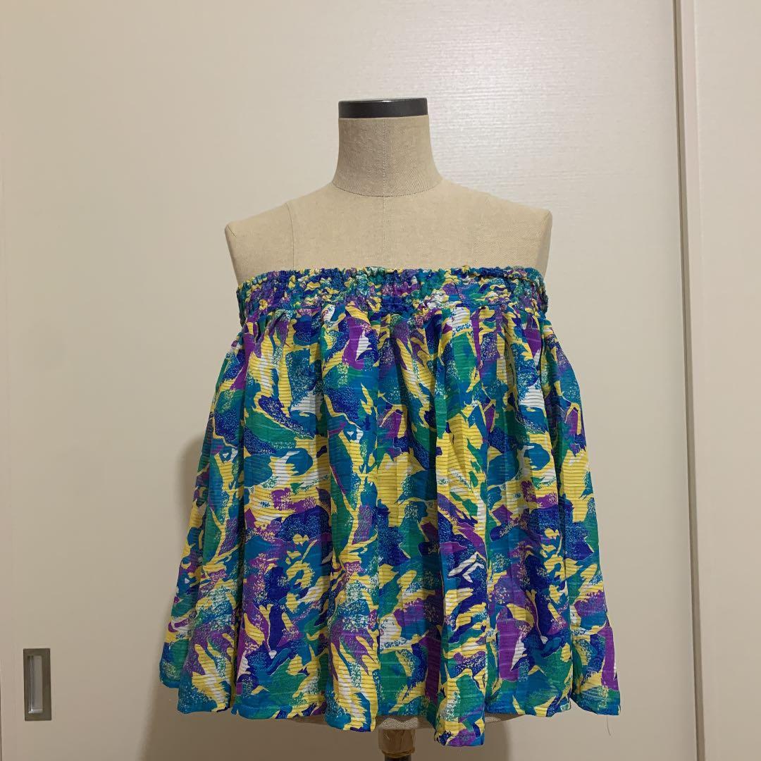 【古着】ベアトップ2WAY スカート　ヴィンテージ　サンタモニカ　flowerの写真4枚目