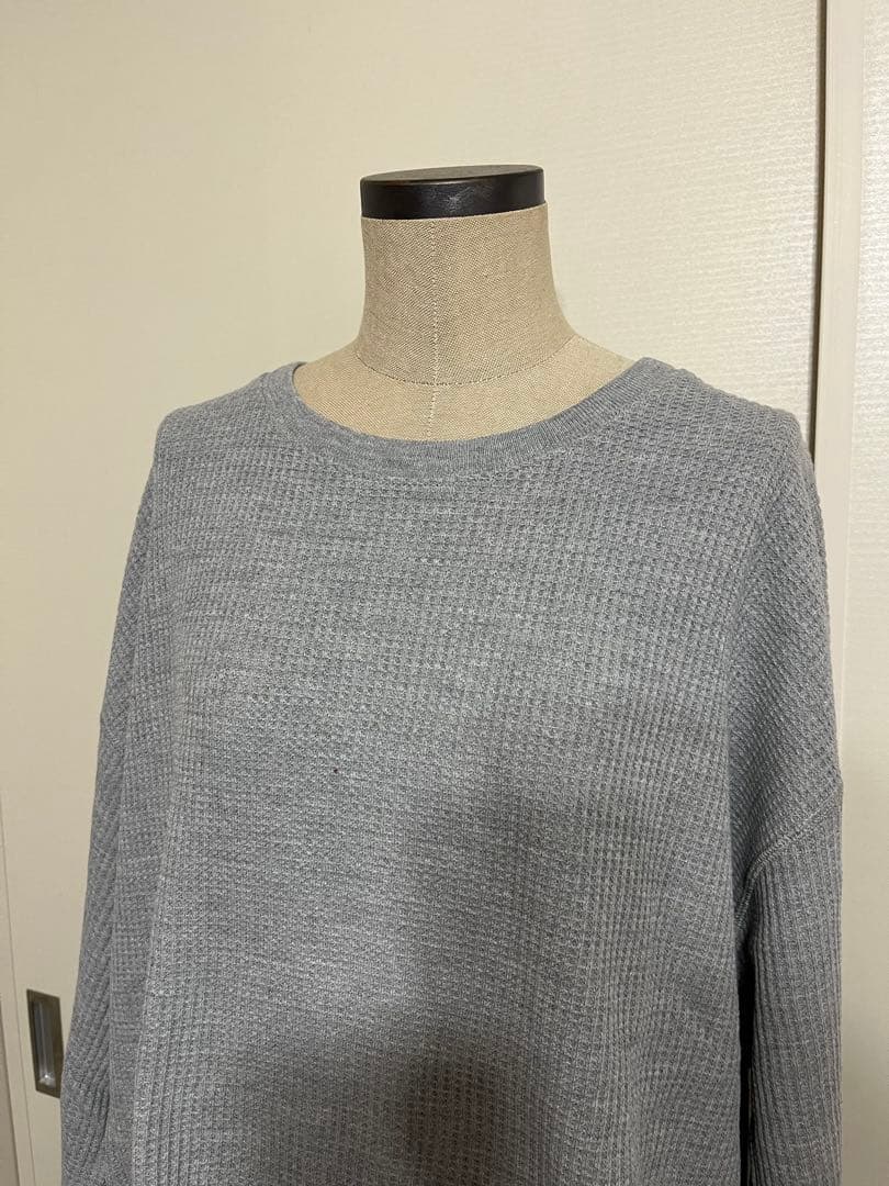 新品【フリークスストア】ワッフルサーマルクルーネックプルオーバー　グレーの写真2枚目