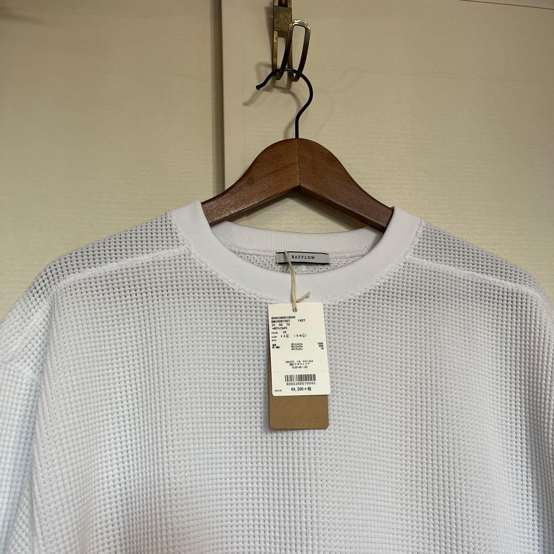 【新品】定価4620円 ベイフロー 白ワッフルプルオーバーの写真2枚目