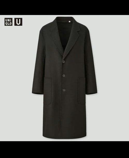 UNIQLO U ダブルフェイスオーバーコート ロングコート 黒の写真2枚目