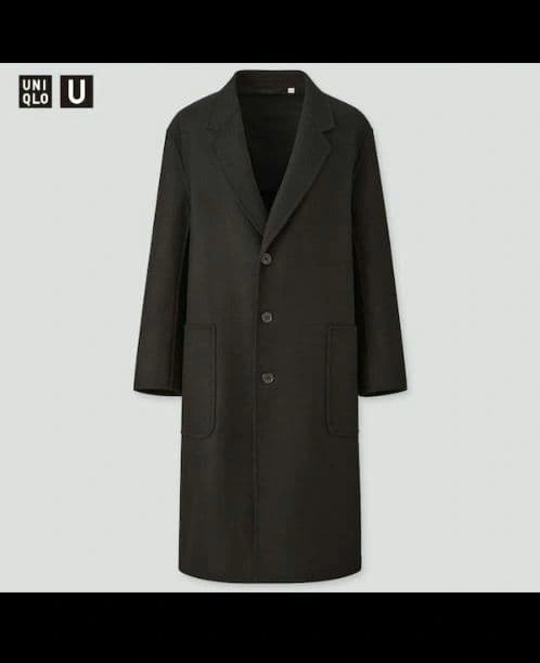 UNIQLO U ダブルフェイスオーバーコート ロングコート 黒の写真2枚目