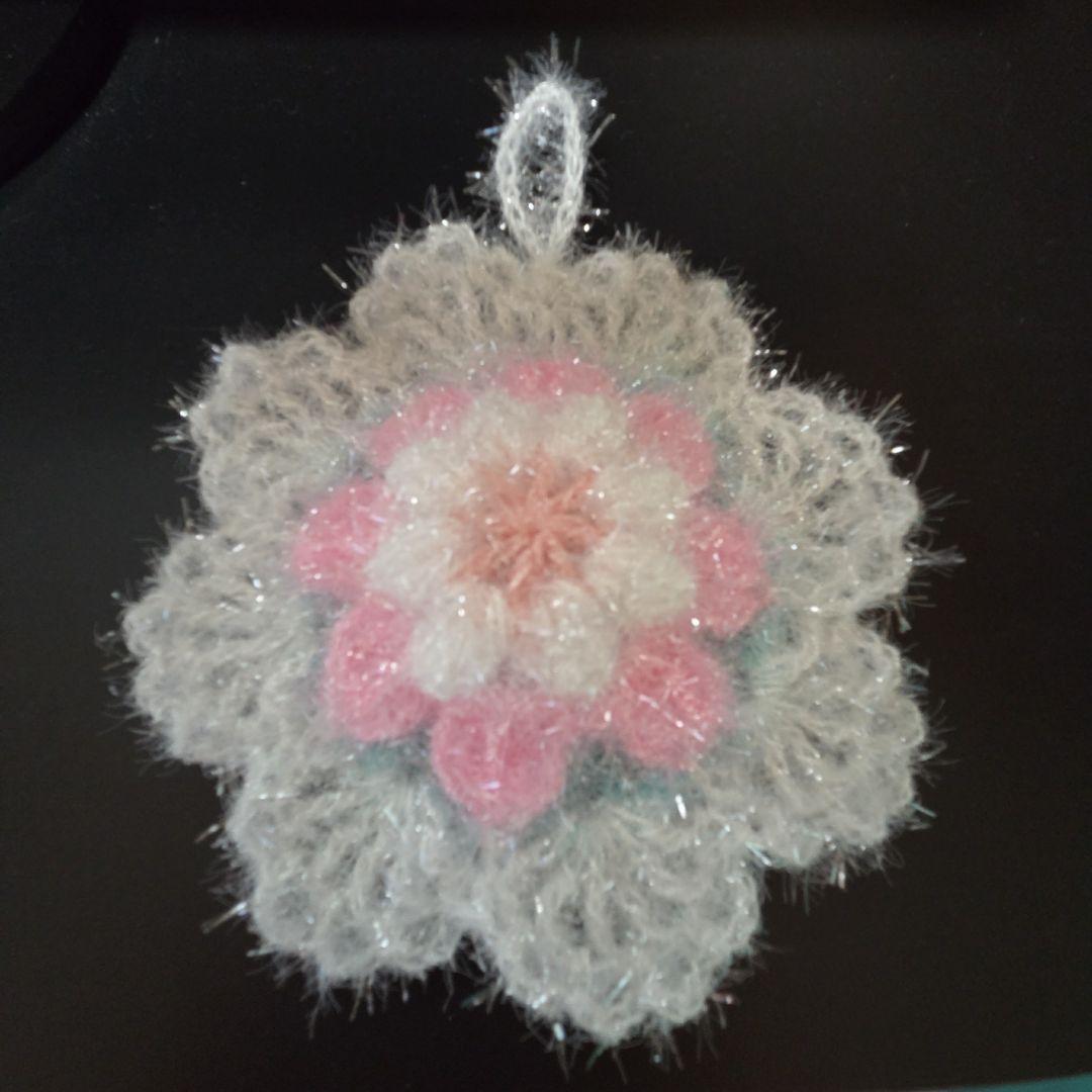 ラメ入り花の装飾品 約10cm