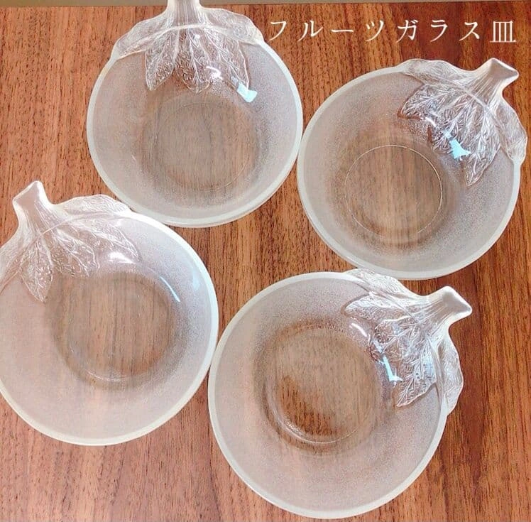 フルーツガラス デザート椀 4個セット レトロの写真2枚目