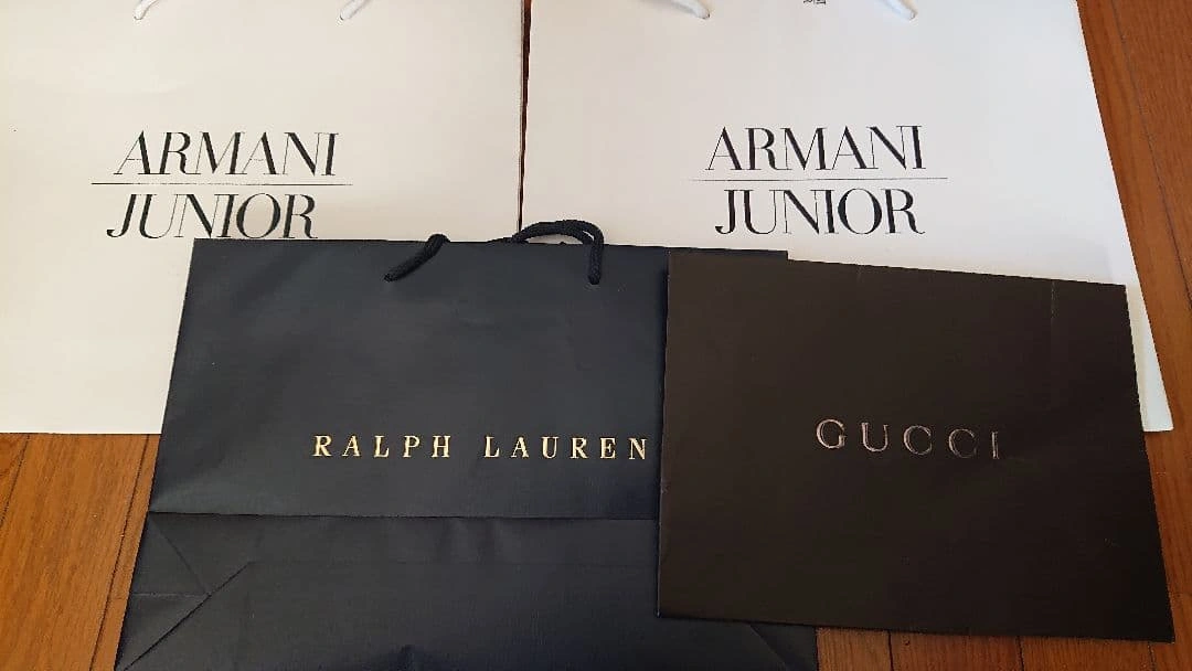 ラルフローレンショッパー、アルマーニショップ紙袋、GUCCIグッチセット4枚