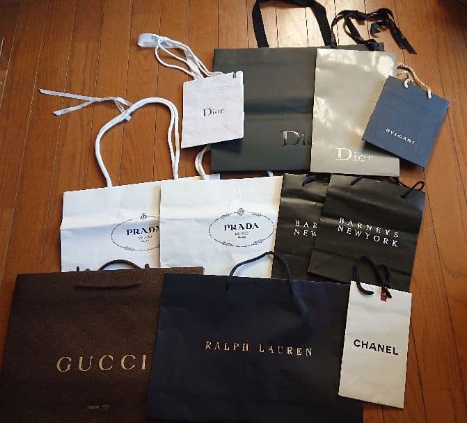 ディオールショップ袋ショッパーブルガリバーニーズプラダCHANELグッチセット