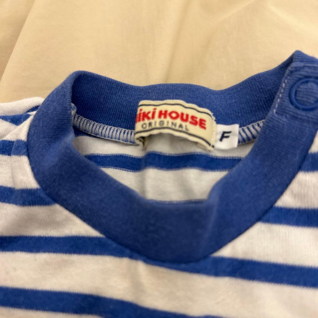 miki HOUSE 白と青のストライプ 長袖Tシャツ Fの写真3枚目