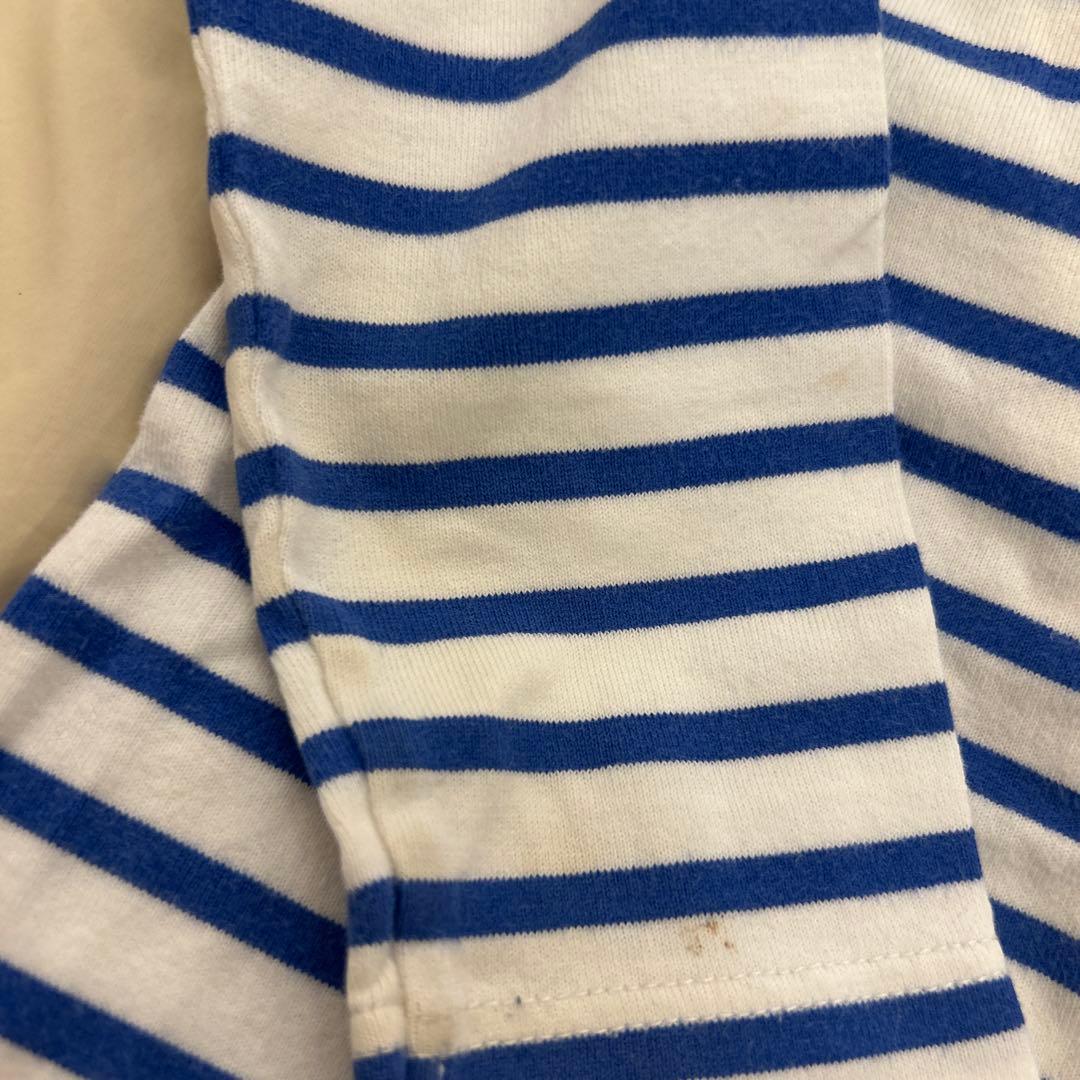 miki HOUSE 白と青のストライプ 長袖Tシャツ Fの写真4枚目
