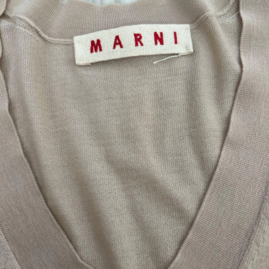 MARNI ベージュ Vネック 半袖ニット マルニカシミヤニットの写真2枚目