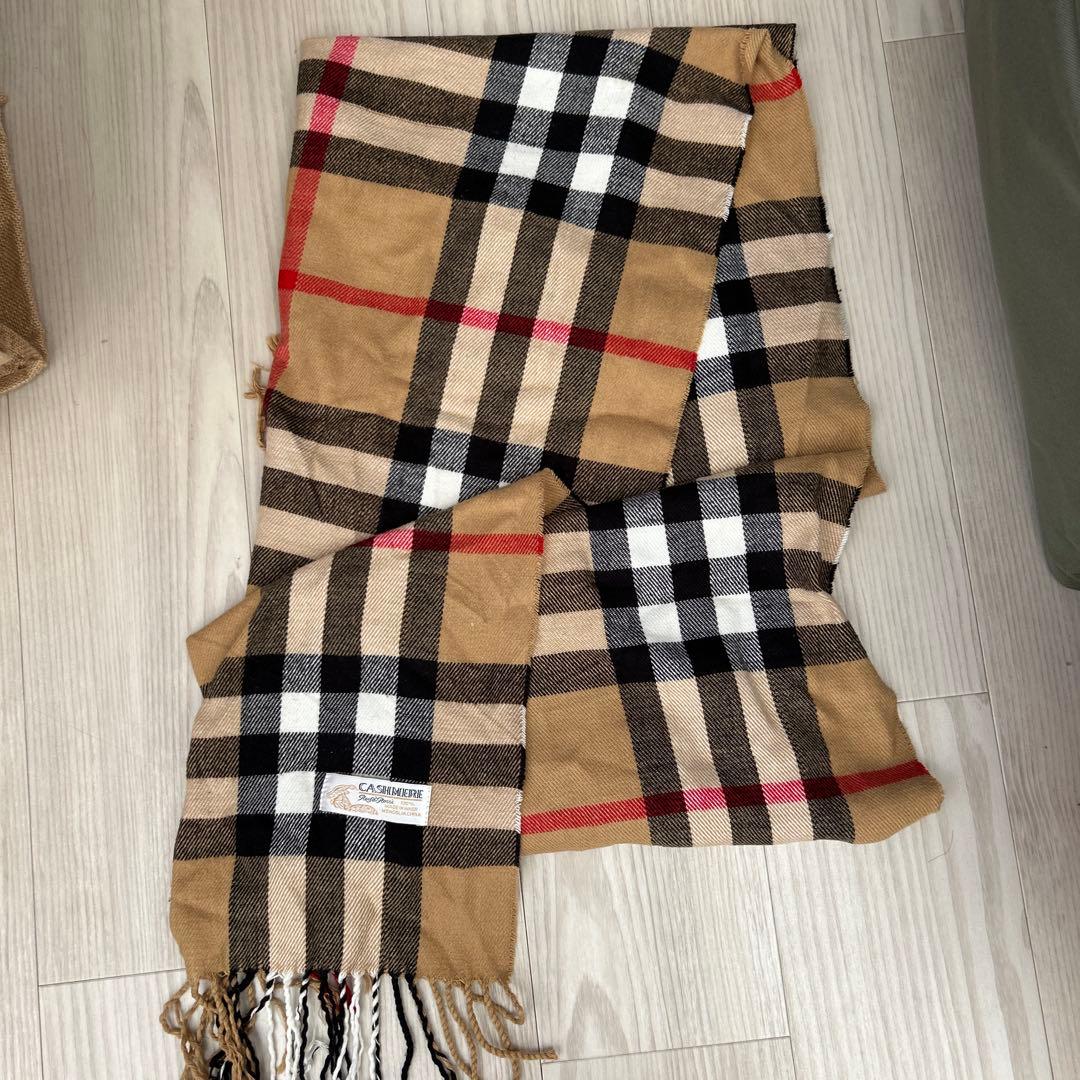 Cashmere Rosso チェック柄マフラーカシミヤ