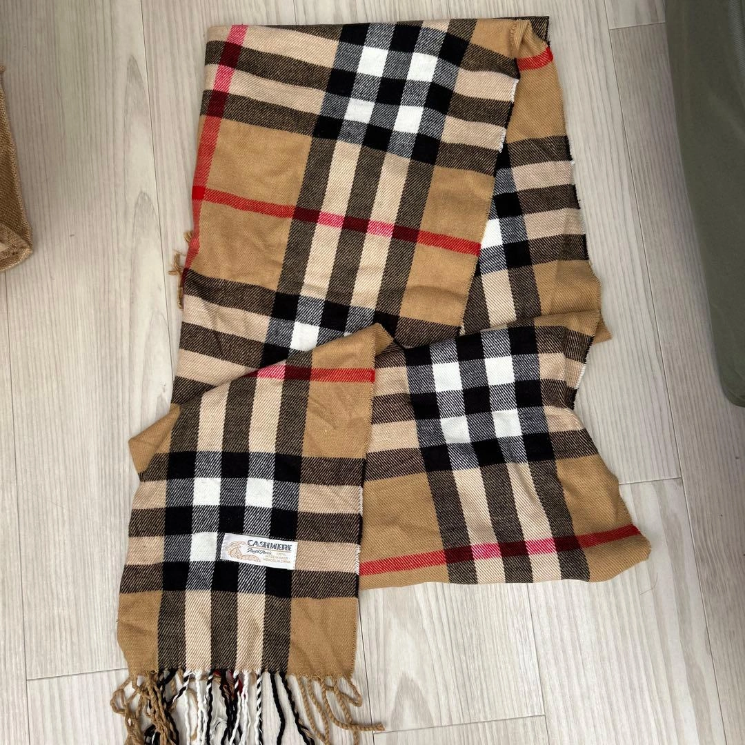 Cashmere Rosso チェック柄マフラーカシミヤ