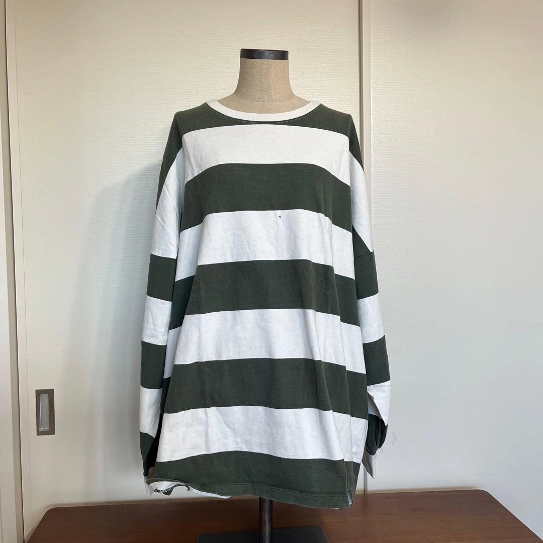 【フリークスストア】ゆったりボーダーカットソー緑 長袖 UNIQLO GU無印の写真2枚目