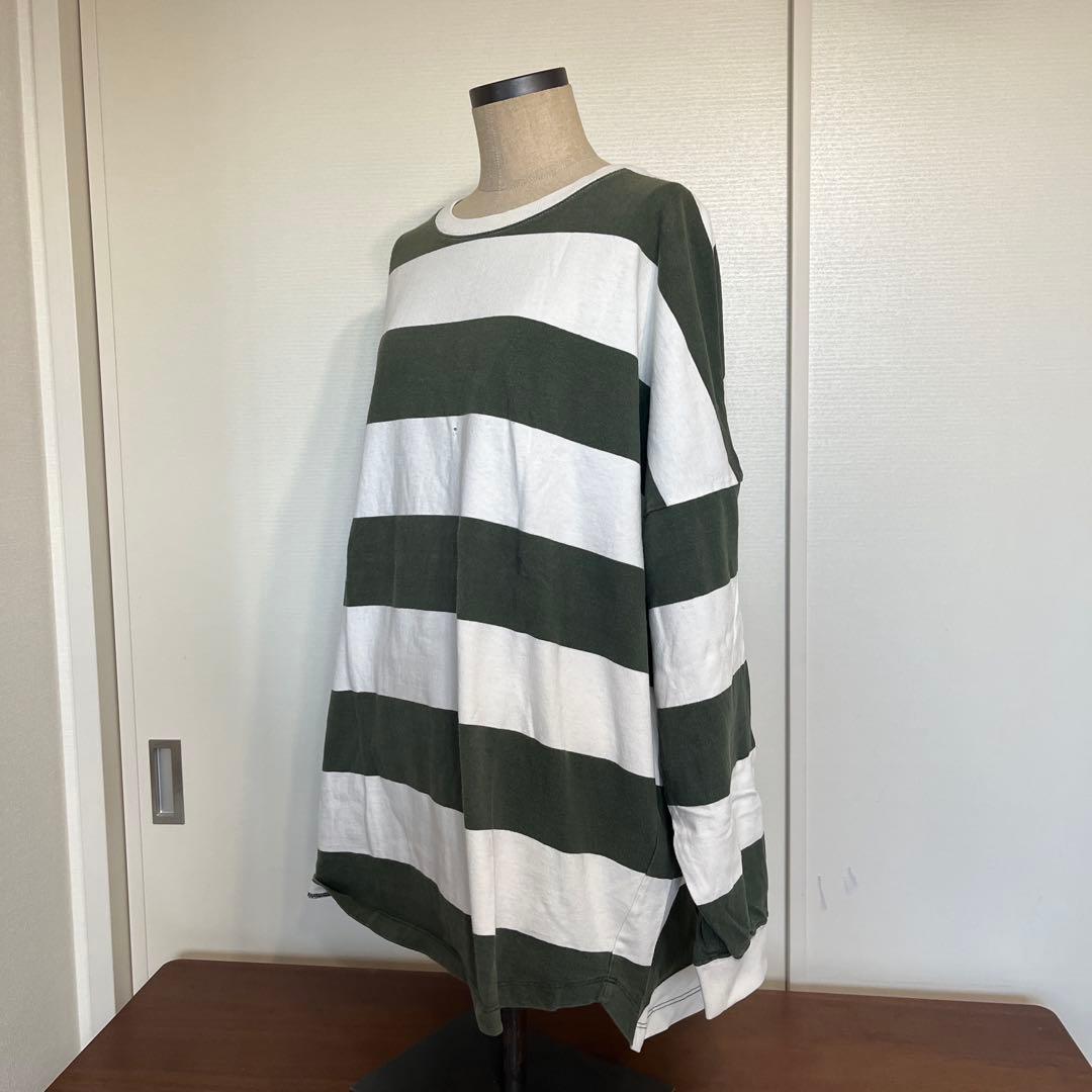 【フリークスストア】ゆったりボーダーカットソー緑 長袖 UNIQLO GU無印の写真3枚目