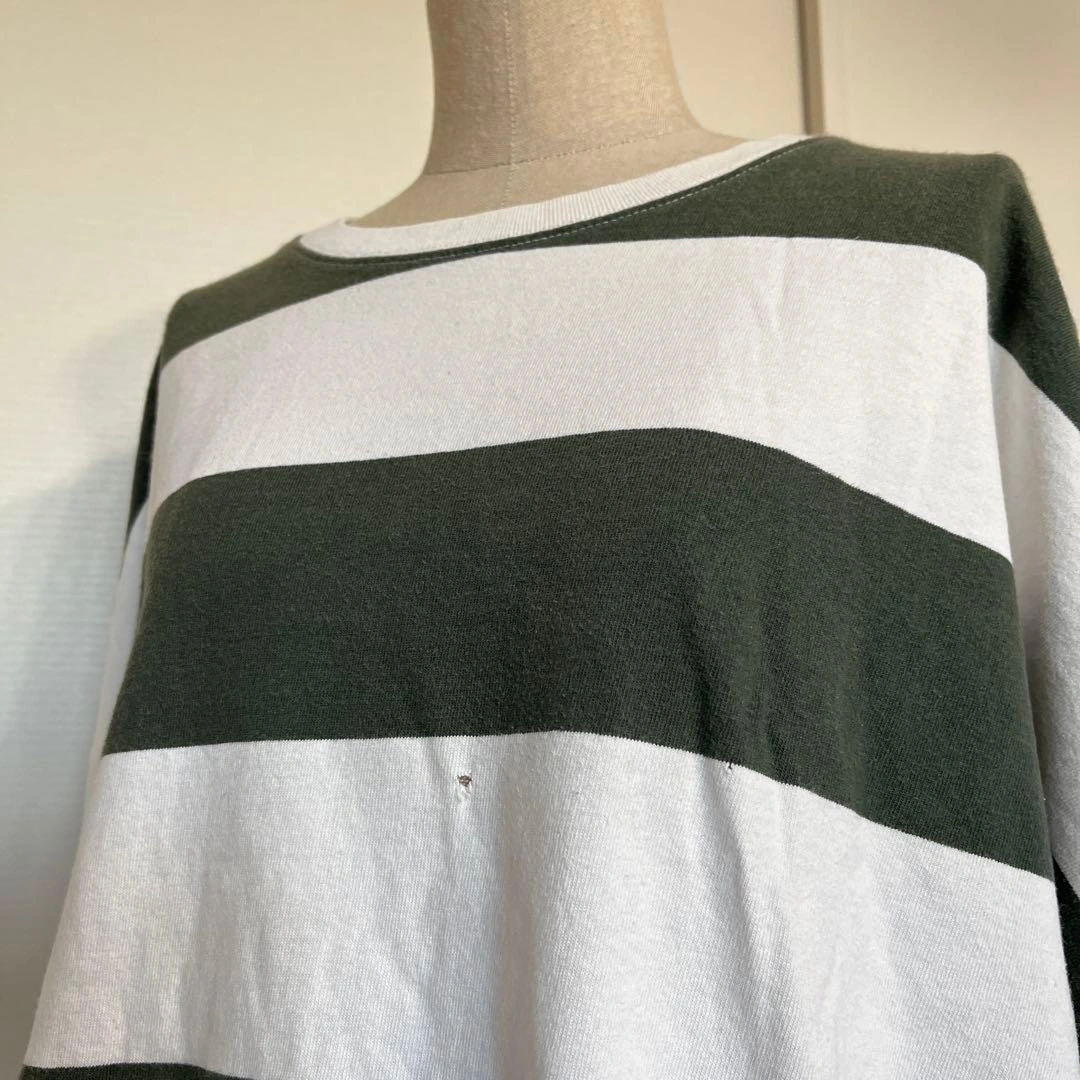 【フリークスストア】ゆったりボーダーカットソー緑 長袖 UNIQLO GU無印の写真4枚目
