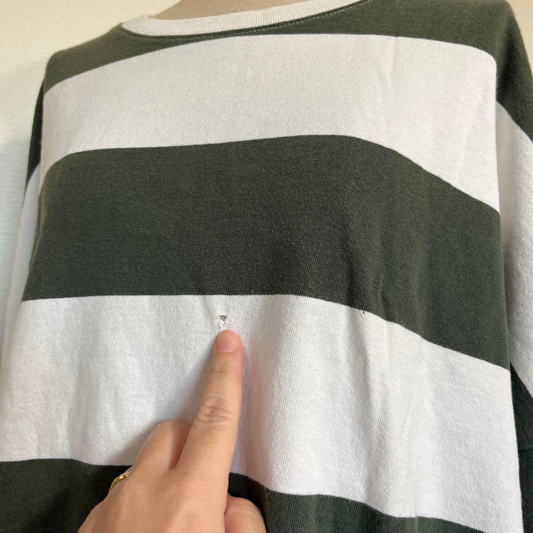 【フリークスストア】ゆったりボーダーカットソー緑 長袖 UNIQLO GU無印の写真5枚目