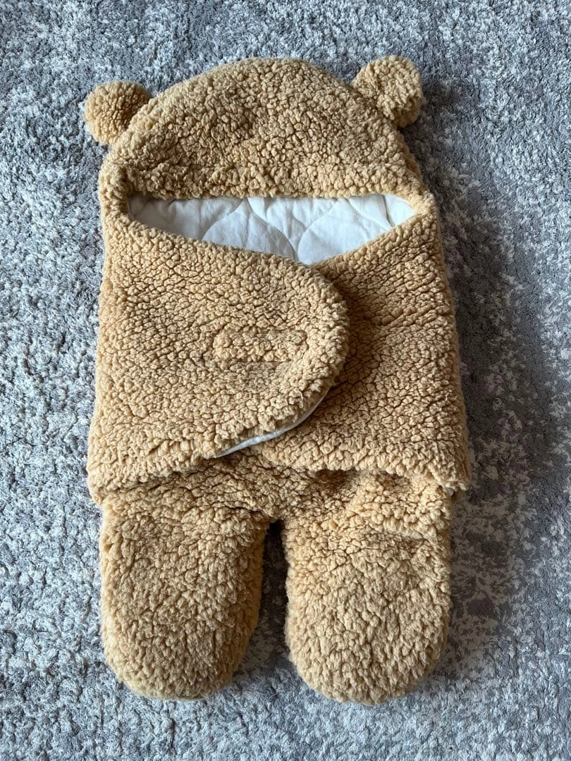 MOONMN ベビーおくるみ ふわふわクマちゃん ブラウン Sの写真7枚目